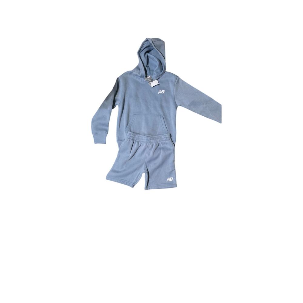 New Balance Kids Set Hoodie Shorts M 5/6 Blue Athletic Outfit NWT